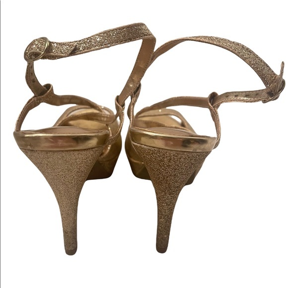 Fiona Gold Glitter Stilleto Heel Shoes Size 6 - Picture 3 of 5